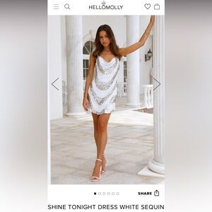 Hello Molly white mini sequin dress with hints of pink/gold. Perfect for Bach!